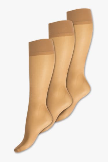 Women - Sheer knee highs - 3 pairs - 20 denier - beige