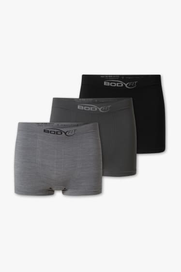 Uomo - Confezione da 3 - boxer aderenti - senza cuciture - grigio chiaro melange