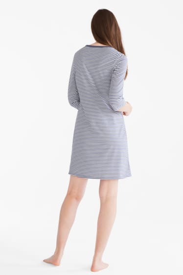 Women - Nightdress  - striped - white / gray