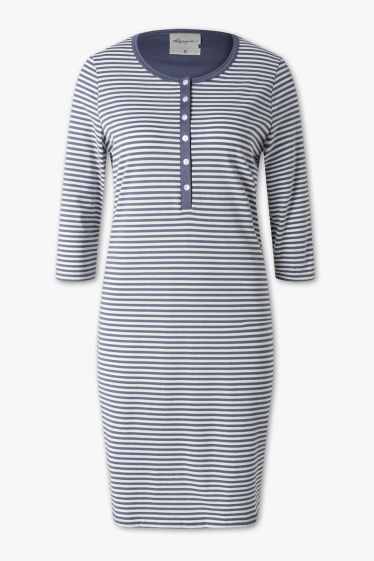 Women - Nightdress  - striped - white / gray