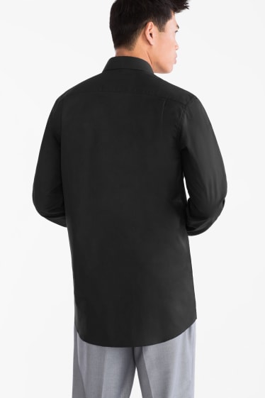 Hommes - Chemise de bureau - coupe droite - manches ultralongues - facile à repasser - noir