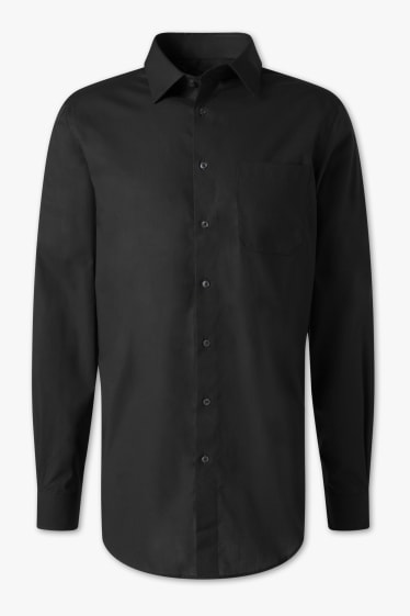 Men - Business shirt - regular fit - extra-short sleeves - easy-iron - black
