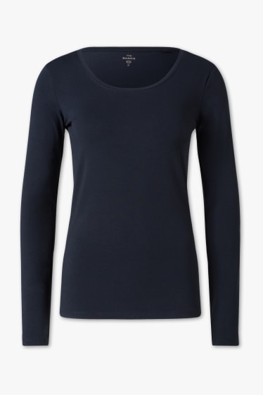 Damen - Basic-Langarmshirt - Bio-Baumwolle - dunkelblau