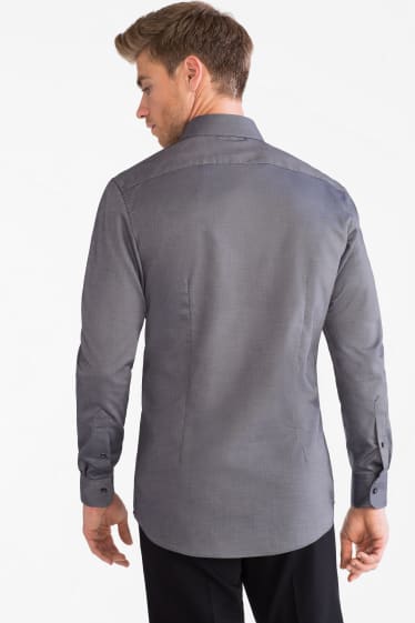 Pánské - Business košile - Slim Fit - Cutaway - šedá-žíhaná