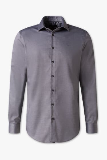 Pánské - Business košile - Slim Fit - Cutaway - šedá-žíhaná