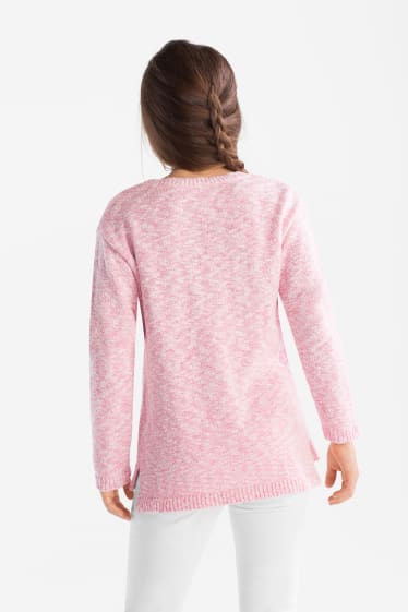 Children - Knitted jumper - shiny - white / rose