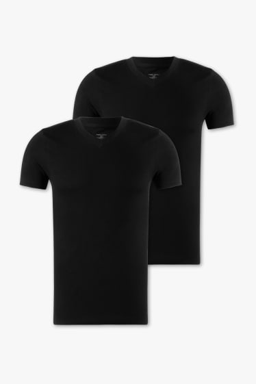Mężczyźni - T-shirt - 2 szt. - czarny