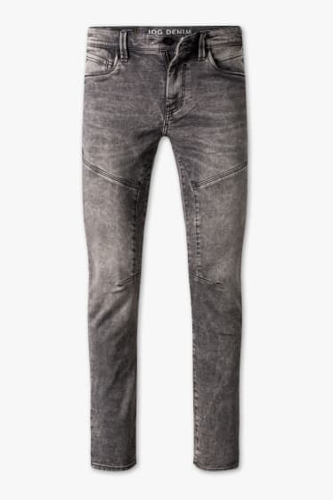 Mężczyźni - Slim jeans - dżinsy w dresowym stylu - dżins-szary