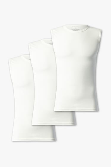 Heren - Onderhemd - fijnrib - set met 3 stuks - wit