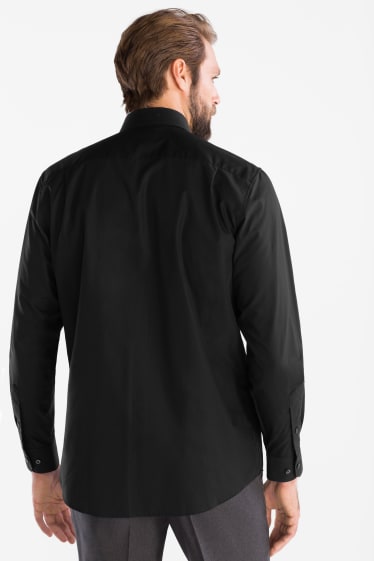 Hommes - Chemise de bureau - regular fit - col Kent - noir