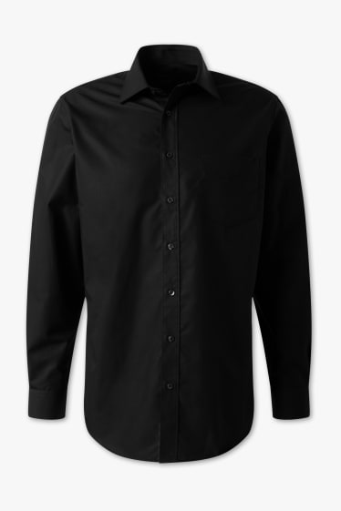 Hommes - Chemise de bureau - regular fit - col Kent - noir