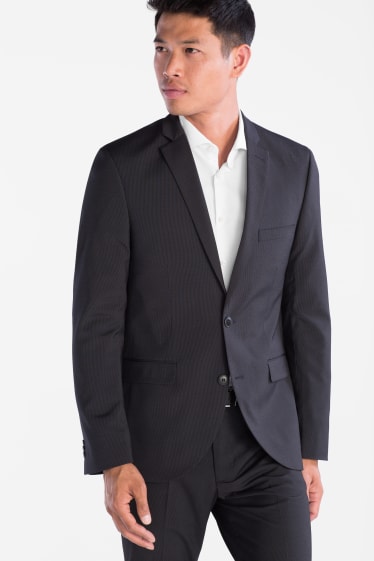Men - Suit jacket - slim fit - pinstripe - black-melange