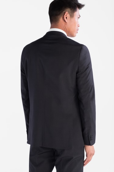 Men - Suit jacket - slim fit - pinstripe - black-melange