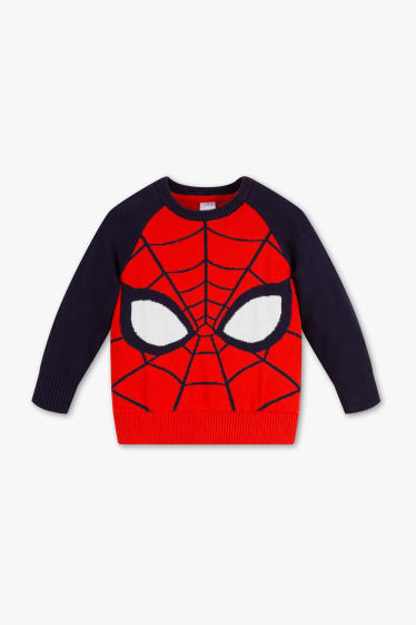 Enfants - Spider-Man - pull - maille fine - rouge / bleu foncé