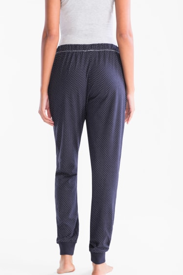 Mujer - Pantalón de pijama  - De lunares - azul oscuro / blanco