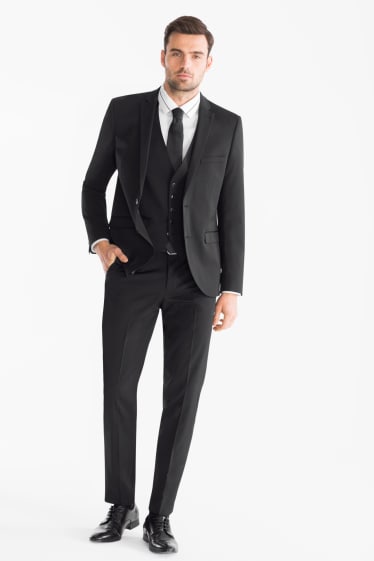 Men - Suit - slim fit - 4 piece - black