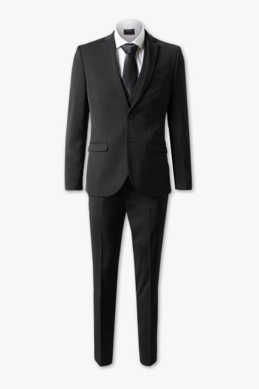 Men - Suit - slim fit - 4 piece - black