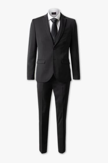 Hommes - Costume - slim fit - 4 pièces - noir