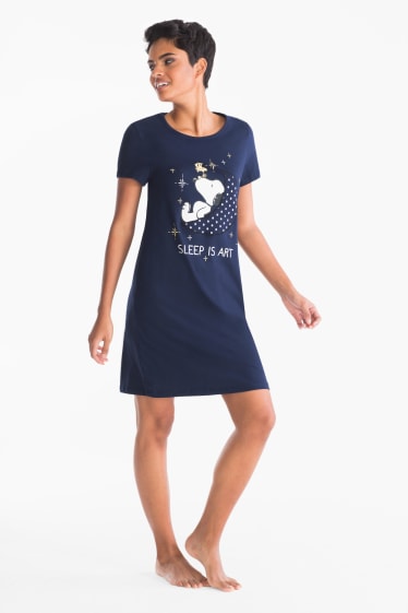 Kobiety - Długa koszulka - Snoopy - ciemnoniebieski