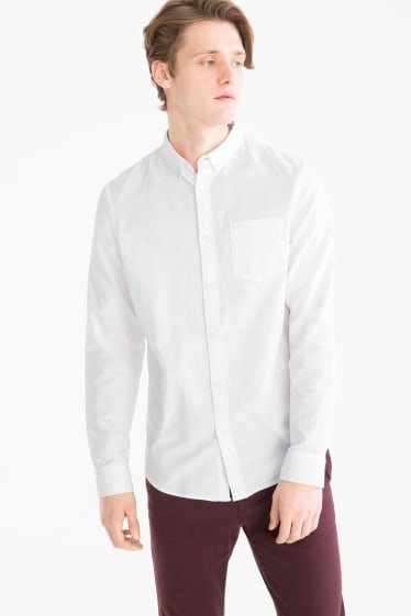 Hombre - CLOCKHOUSE - camisa de franela - button down - blanco