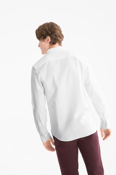 Men - CLOCKHOUSE - flannel shirt - button-down collar - white