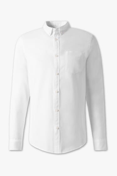 Hommes - CLOCKHOUSE - chemise en flanelle - col button down - blanc