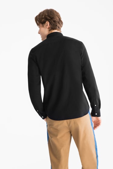 Men - CLOCKHOUSE - flannel shirt - button-down collar - black