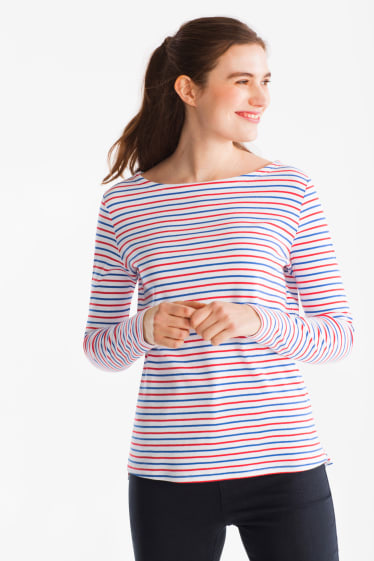 Mujer - Camiseta de manga larga  - De rayas - multicolor