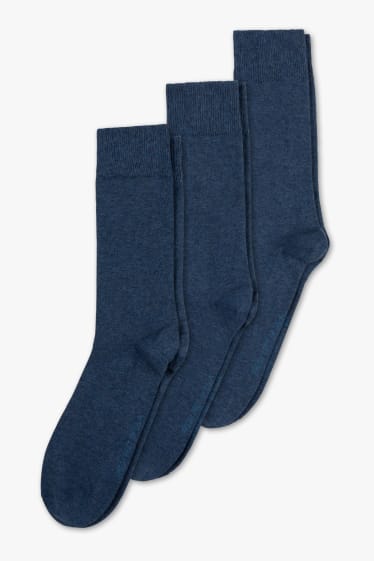 Pánské - Multipack 3 ks - ponožky - aloe vera - tmavomodrá-žíhaná