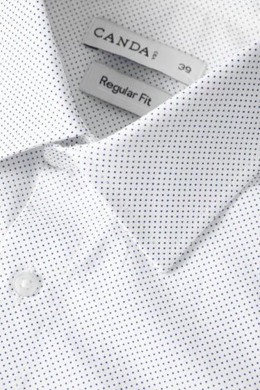 Pánské - Business košile - Regular Fit - Kent - puntíkovaná - bílá/modrá
