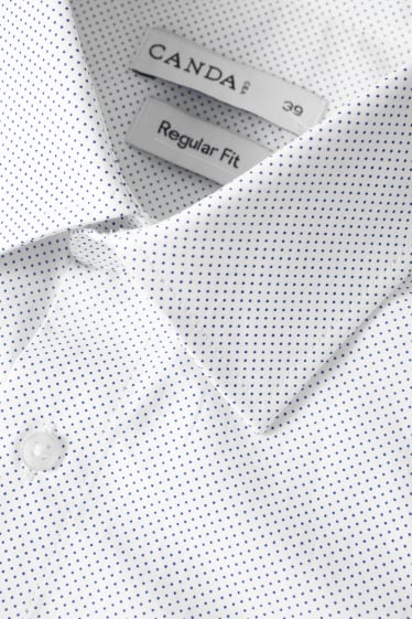 Hommes - Chemise de bureau - regular fit - col Kent - à pois - blanc / bleu