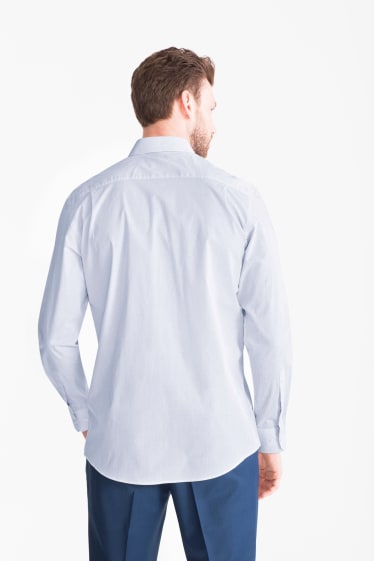 Uomo - Camicia business - Regular Fit - collo all'italiana - a pois - bianco / blu