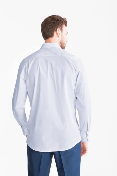 Hommes - Chemise de bureau - regular fit - col Kent - à pois - blanc / bleu