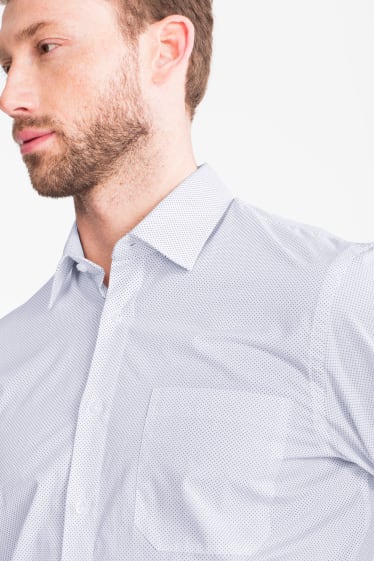 Pánské - Business košile - Regular Fit - Kent - puntíkovaná - bílá/modrá