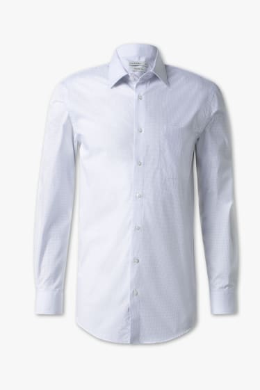 Hommes - Chemise de bureau - regular fit - col Kent - à pois - blanc / bleu