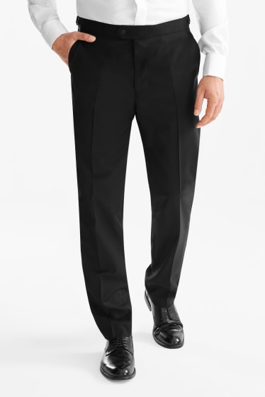 Heren - Wollen smoking-pantalon uit het combi-systeem - Tailored Fit - zwart