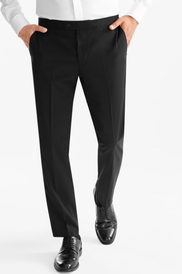 Herren - Baukasten-Hose - Slim Fit - Wolle - schwarz