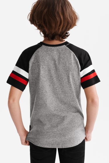 Kinder - Kurzarmshirt - schwarz / grau