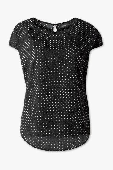 Damen - Bluse - gepunktet - schwarz / weiß