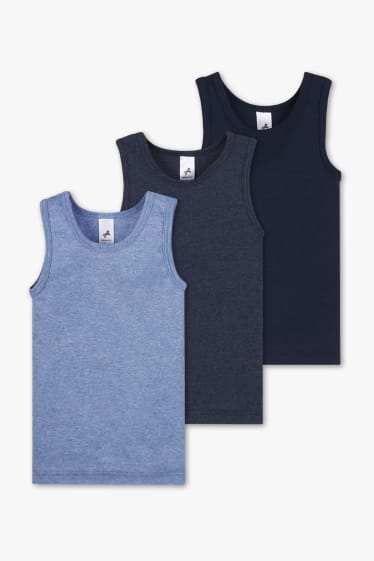 Niños - Pack de 3 - camisetas interiores - azul claro jaspeado