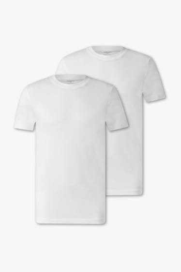 Uomo - Confezione da 2 - t-shirt - attillata - bianco