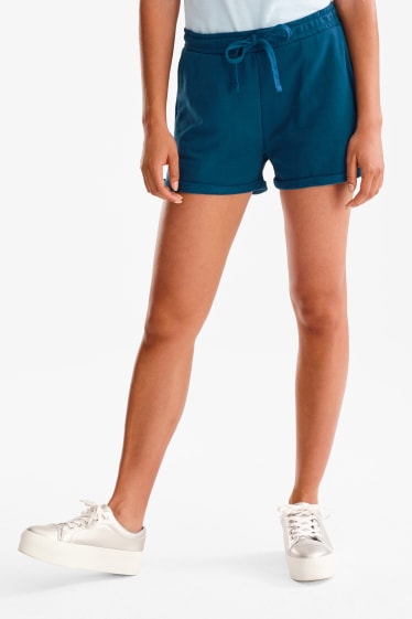 Mujer - Shorts de tejido tipo sudadera - petróleo