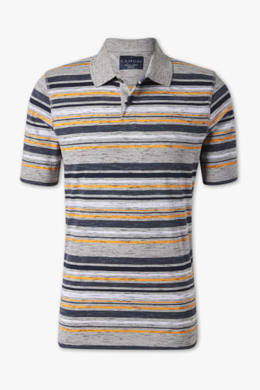 Men - Polo shirt - striped - light gray-melange