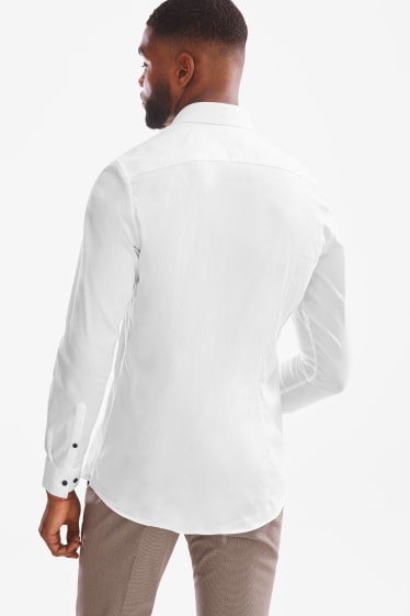 Pánské - Business košile - body fit - cutaway - stretch - bílá