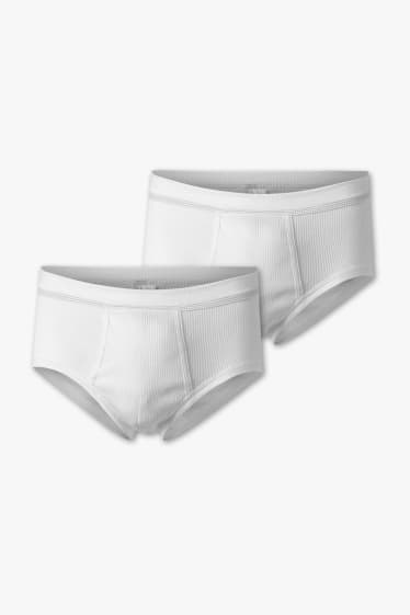 Hommes - Lot de 2 - slip - double côte - blanc