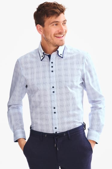 Hommes - Chemise de bureau - slim fit - col button down - blanc