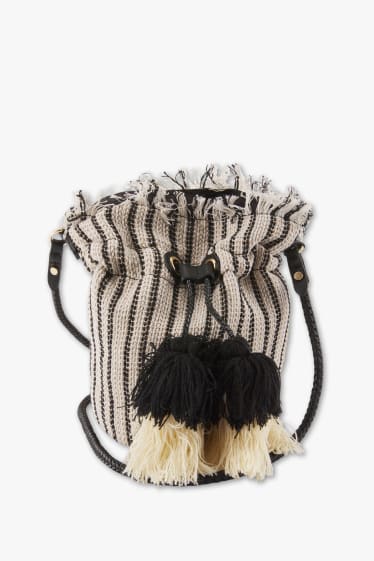 Women - Shoulder bag - striped - black / beige