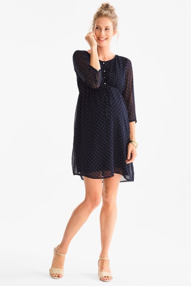 Women - Maternity dress - polka dot - dark blue