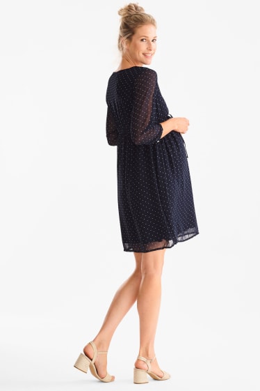 Women - Maternity dress - polka dot - dark blue