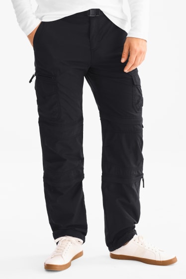 Pánské - Cargo kalhoty s páskem - černá